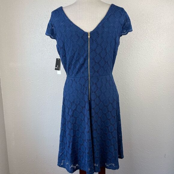 NWT Ronni Nicole Navy Blue Short Sleeve Dress Size 10 - Picture 5 of 10